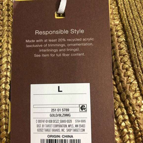 Kika Vargas x Target Metallic Gold Tie Back Sweater Large NWT - Picture 15 of 16